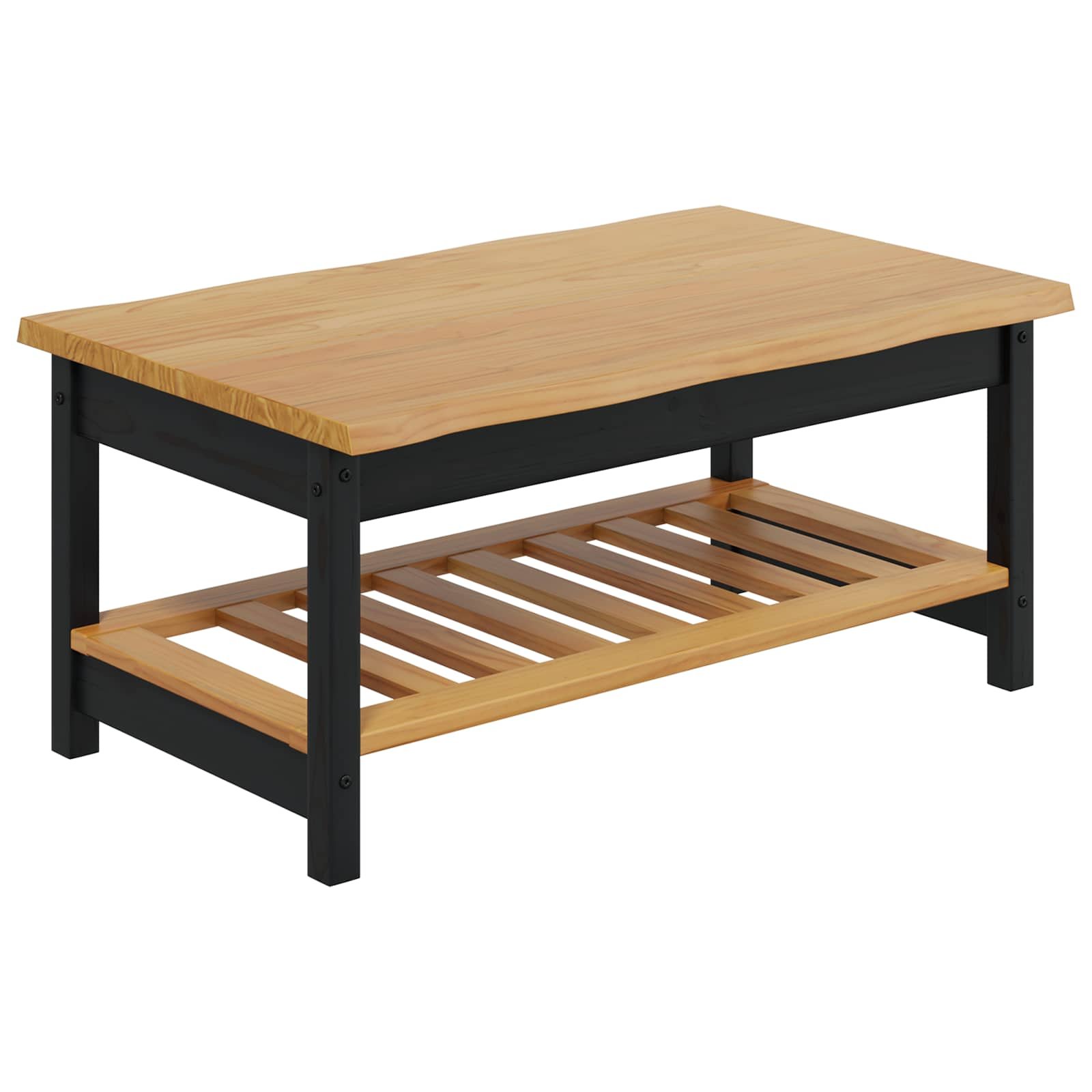 Walplus Solid Pine Wood Coffee Table - Black - 100 x 60 x 45.5 cm