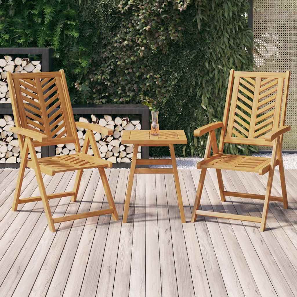 Walplus 2 Piece Wood Reclining Garden Chairs - Brown