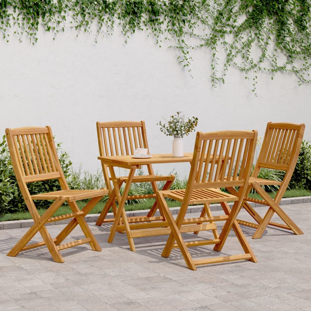Walplus 5 Piece Acacia Wood Garden Dining Set - Brown - 48.5 x 57 x 91 cm