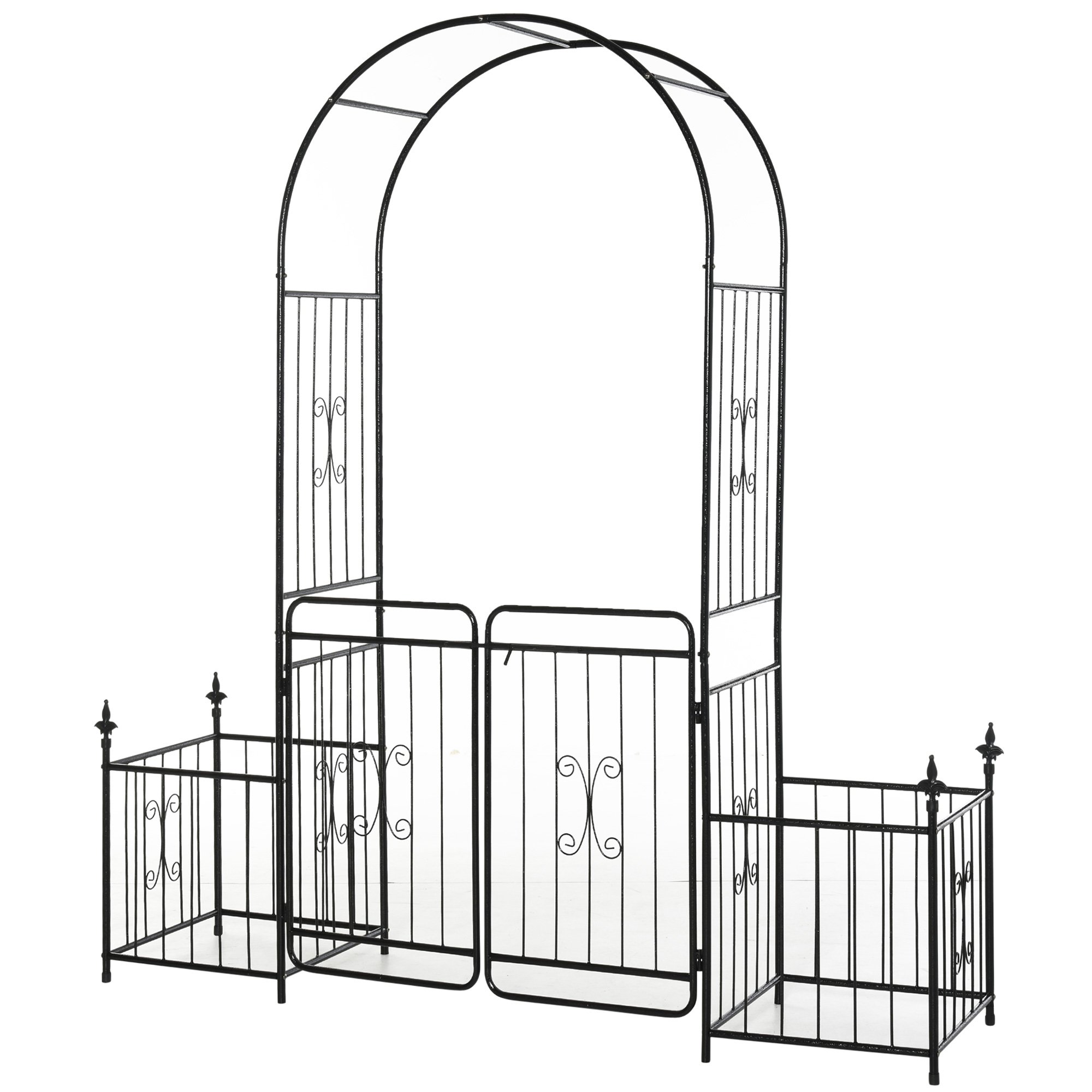 Outsunny Iron Planter Garden Arch – Matt Black