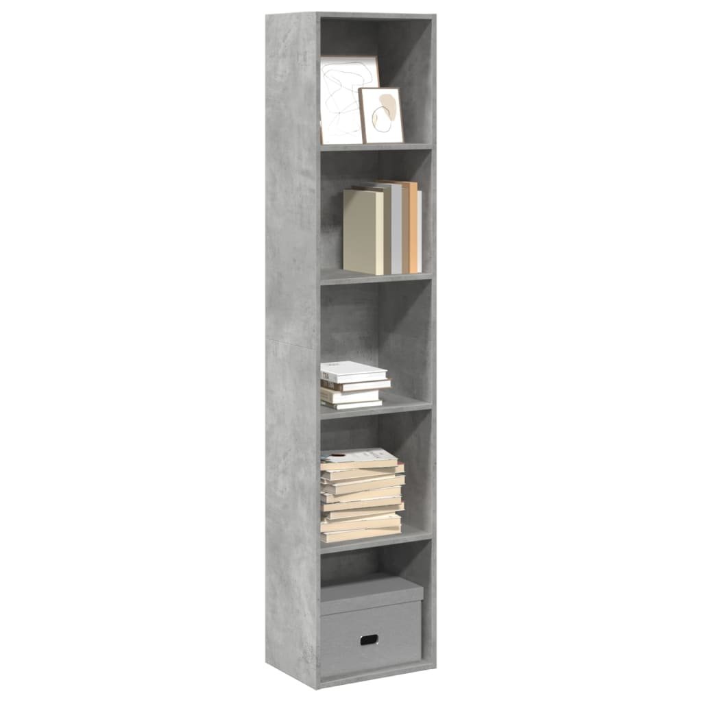 Walplus Engineered Wood Bookcase - Stone Grey - 40 x 30 x 189 cm