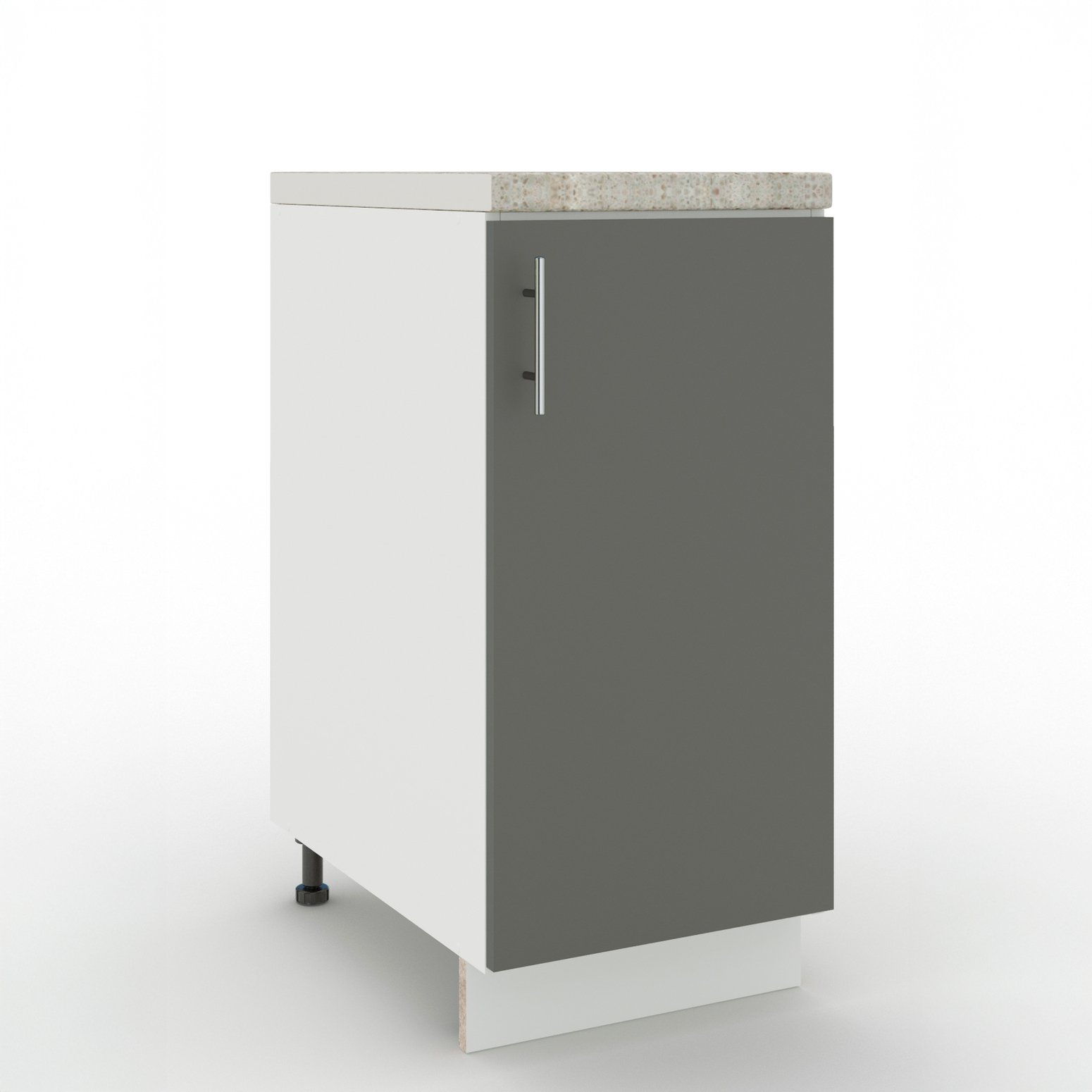 JD Greta 400mm Adjustable Leg Base Cabinet with 1 Door & Worktop - Grey Matt