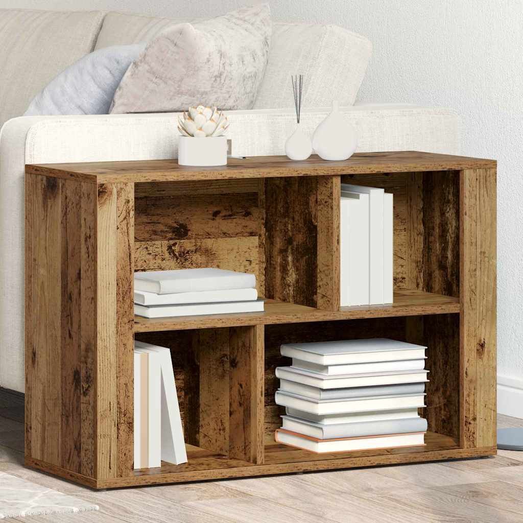 Walplus 2 Shelf Rectangular Sideboard - Old Wood - 80 x 30 x 53 cm