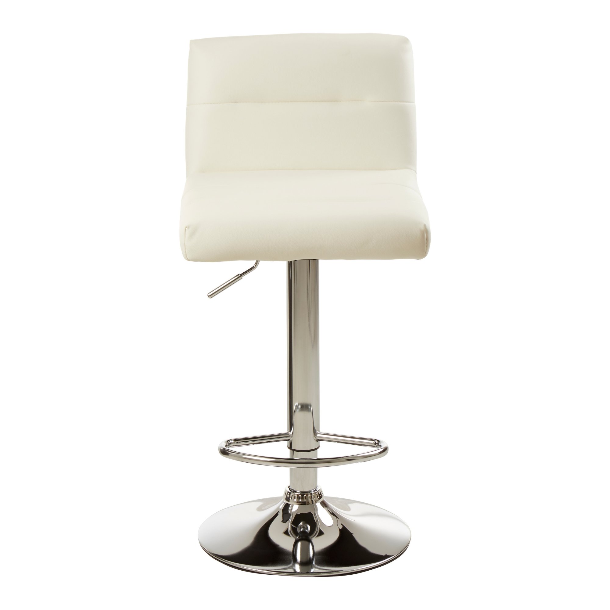 Orsina Baina Faux Leather Adjustable Bar Stool – White & Chrome