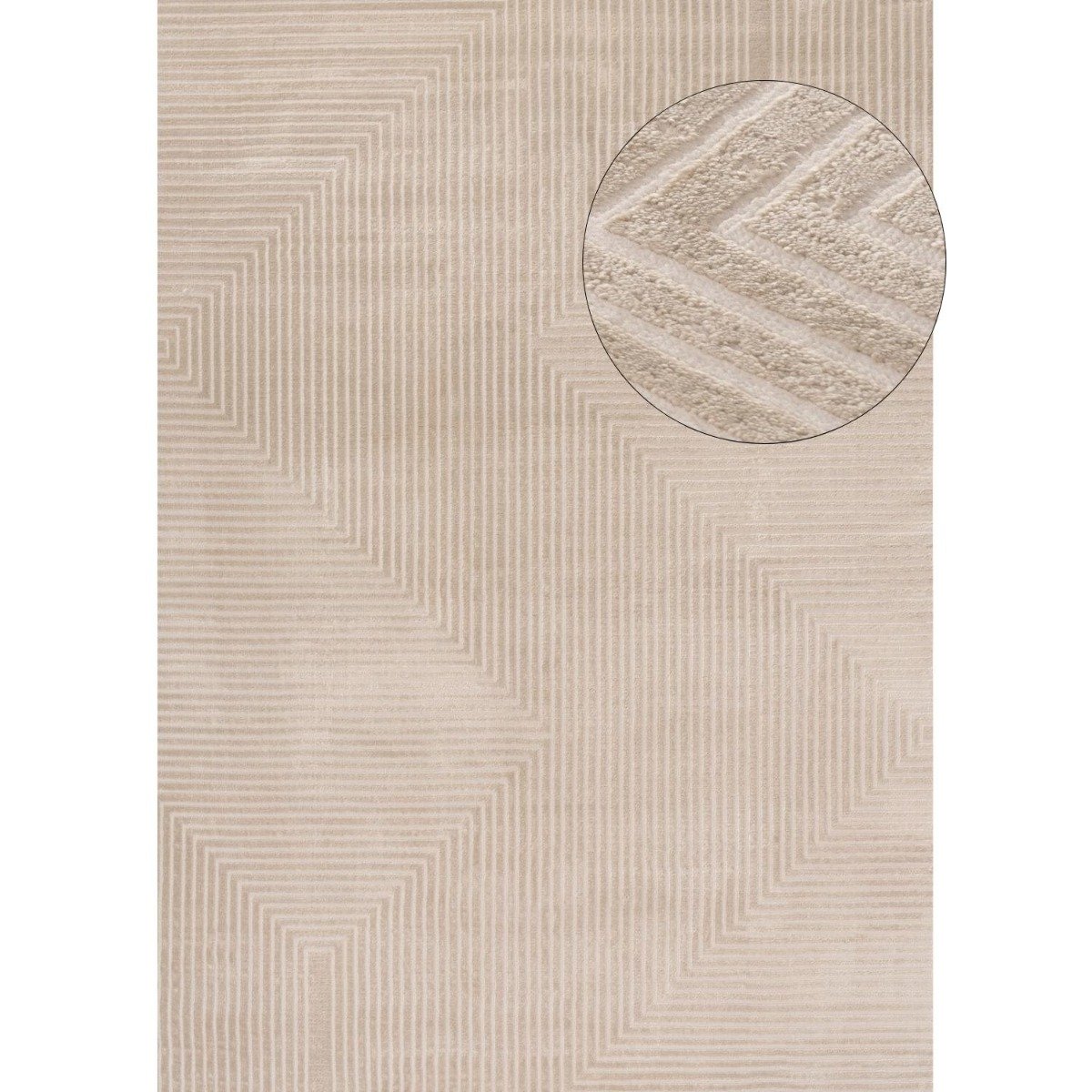 The Rugs Beige Carmel Modern Diamond Design Rug - 80 x 150cm