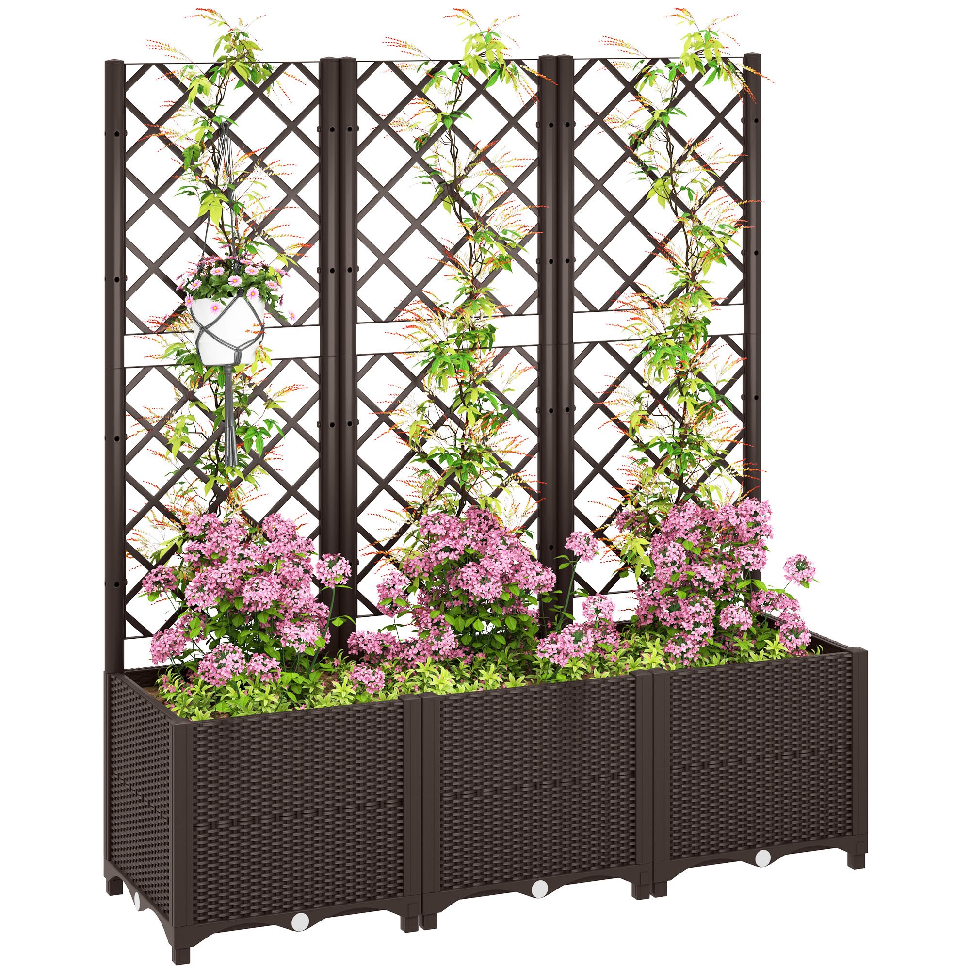 Outsunny Raised Garden Bed with Drainage Holes - Brown