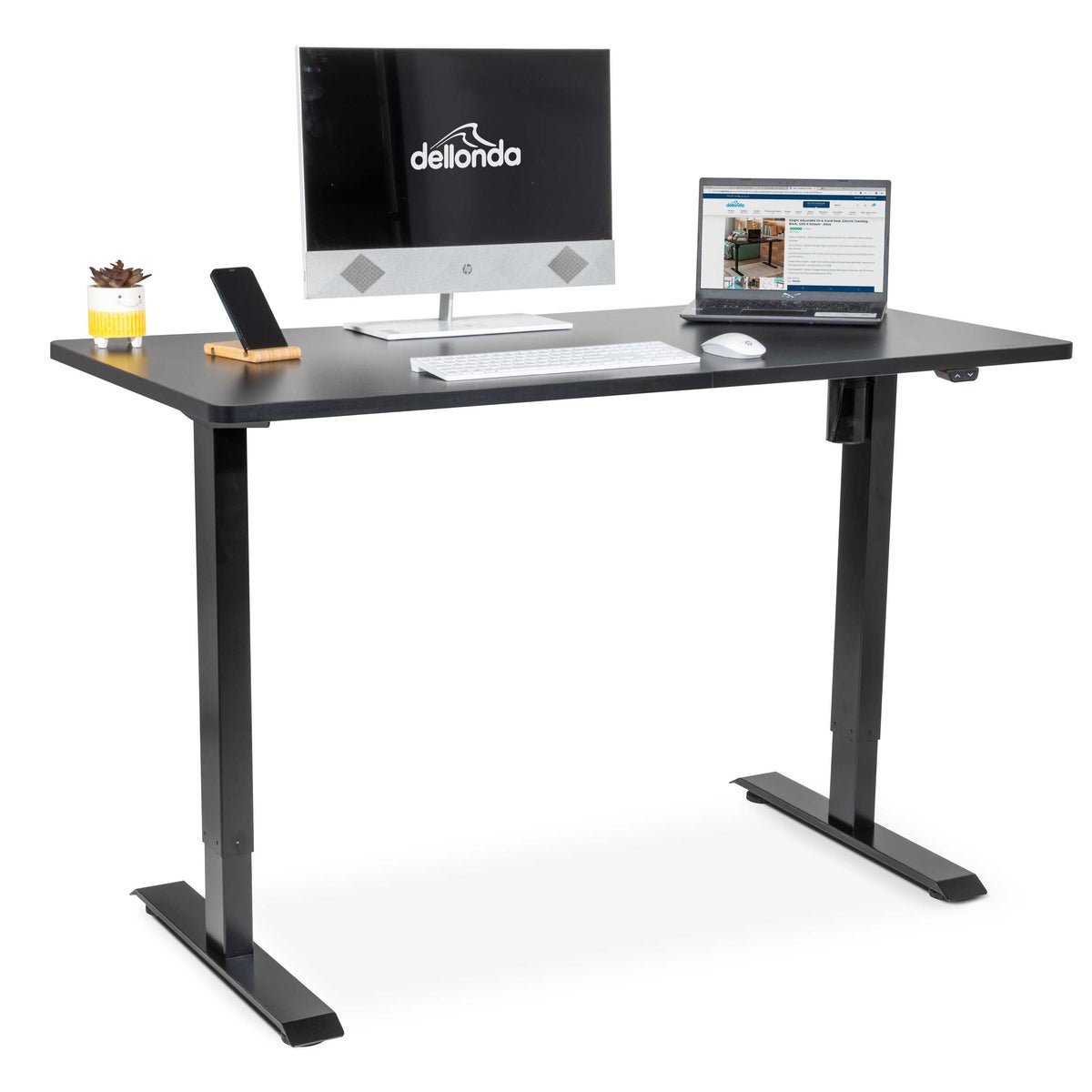 Dellonda Single Motor Electric Height-Adjustable Desk - Black