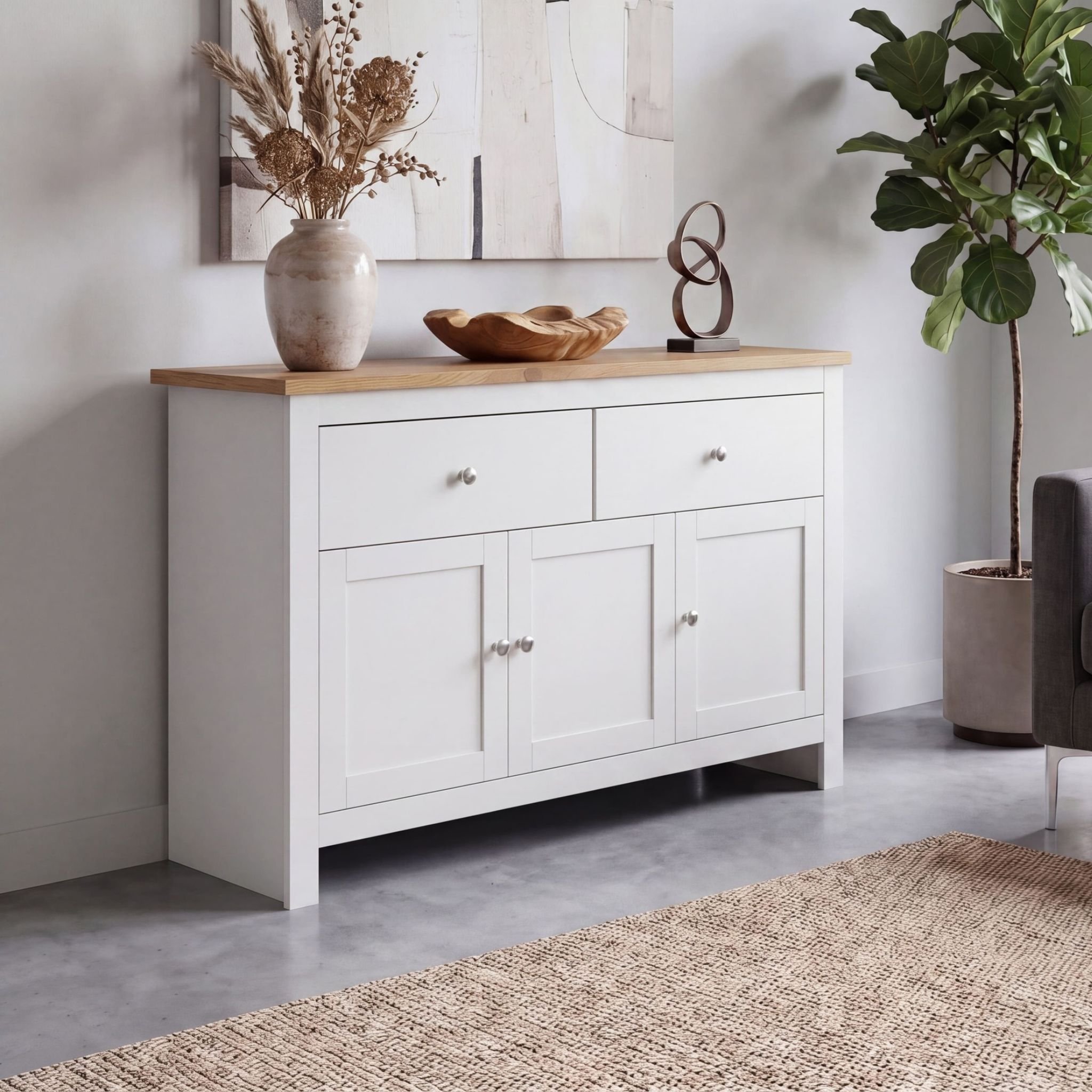 Vida Designs Arlington 2 Drawer 3 Door Sideboard - White