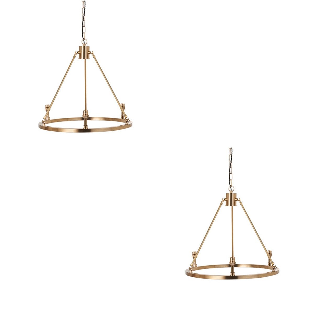 Loops Direct Set of 2 Metal 3-Light Hanging Pendant - Brushed Aged Brass