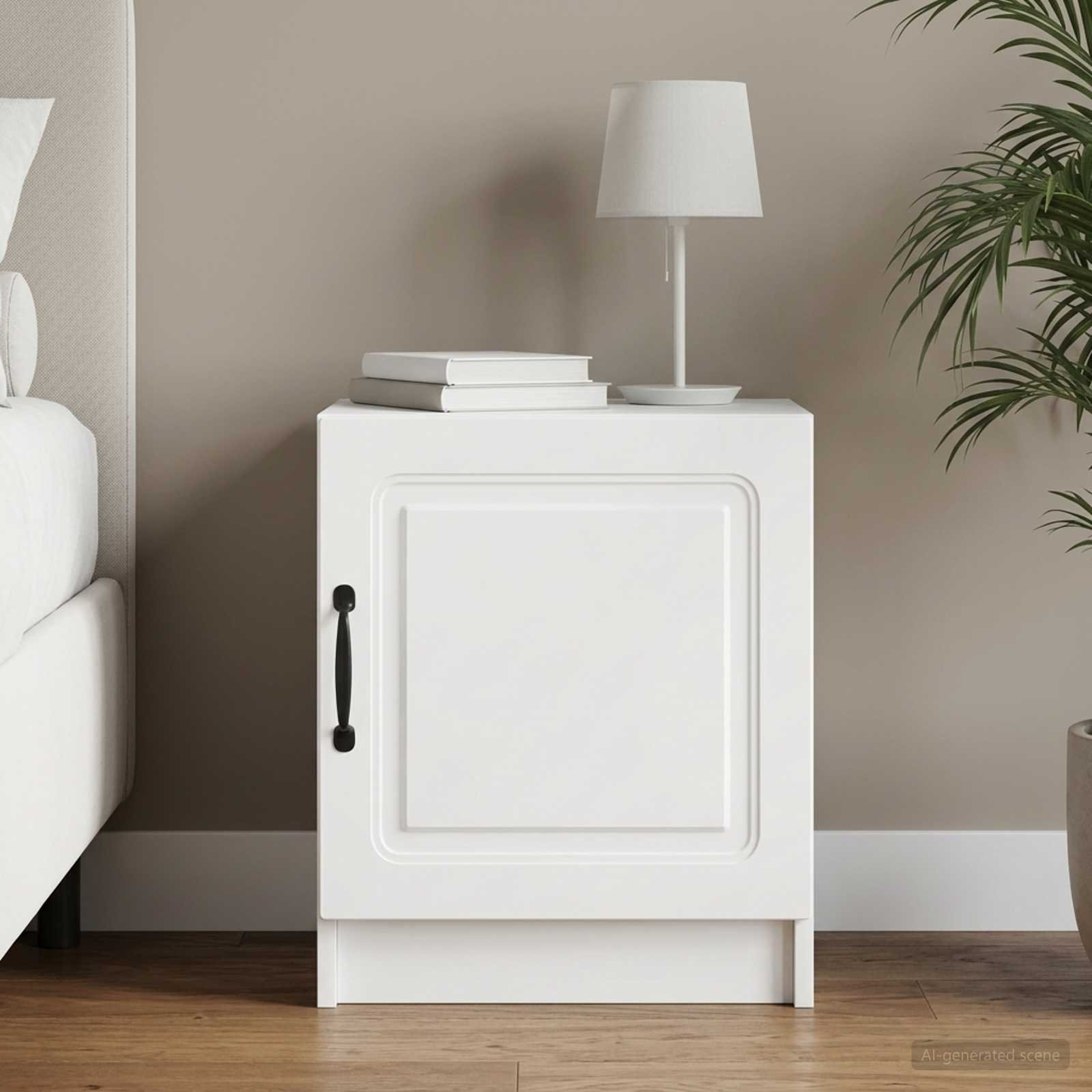 Walplus Engineered Wood Bedside Cabinet - White - 43 x 34.5 x 47 cm