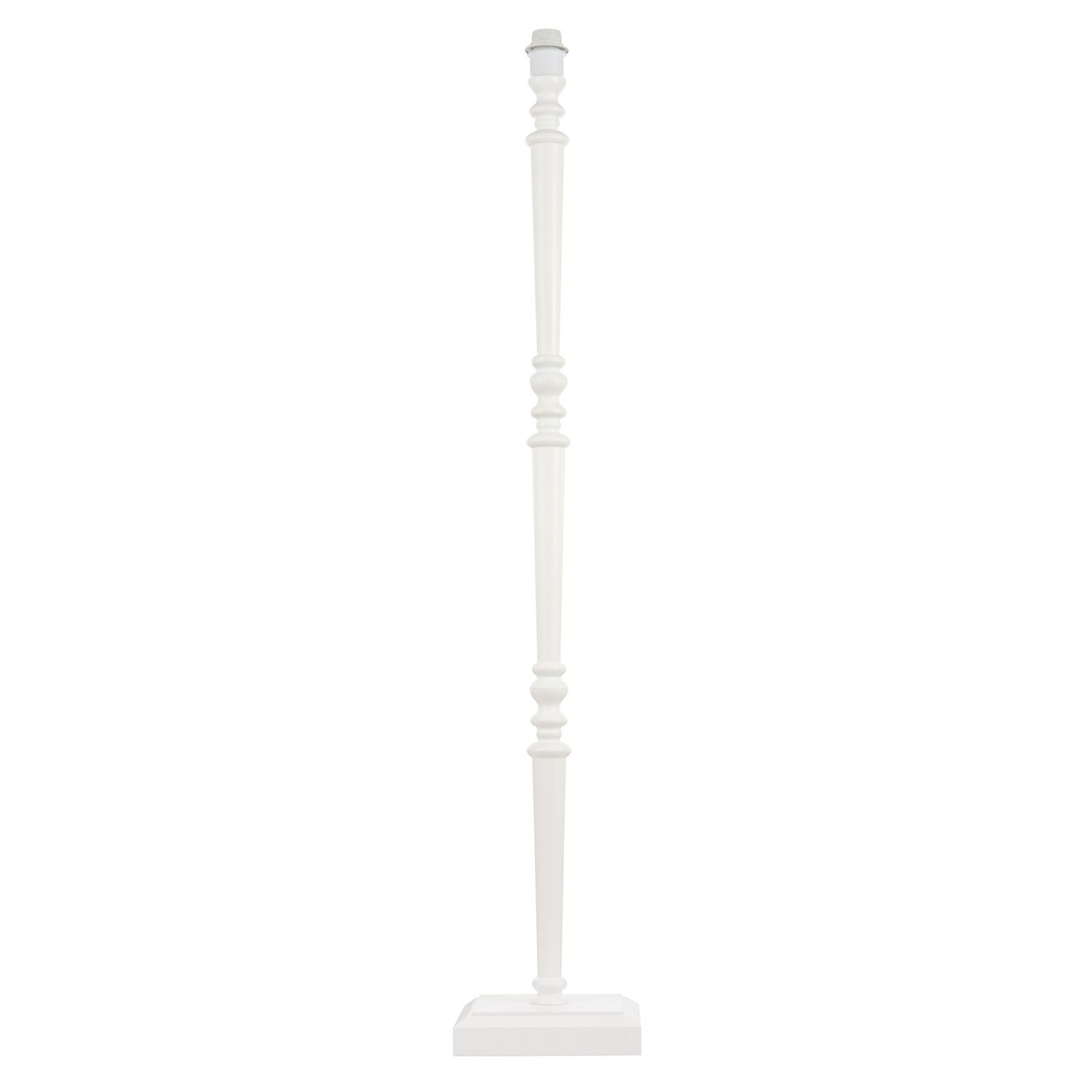 Happy Homewares Chic White Wood Standing with Square Base Floor Lamp - 23cm