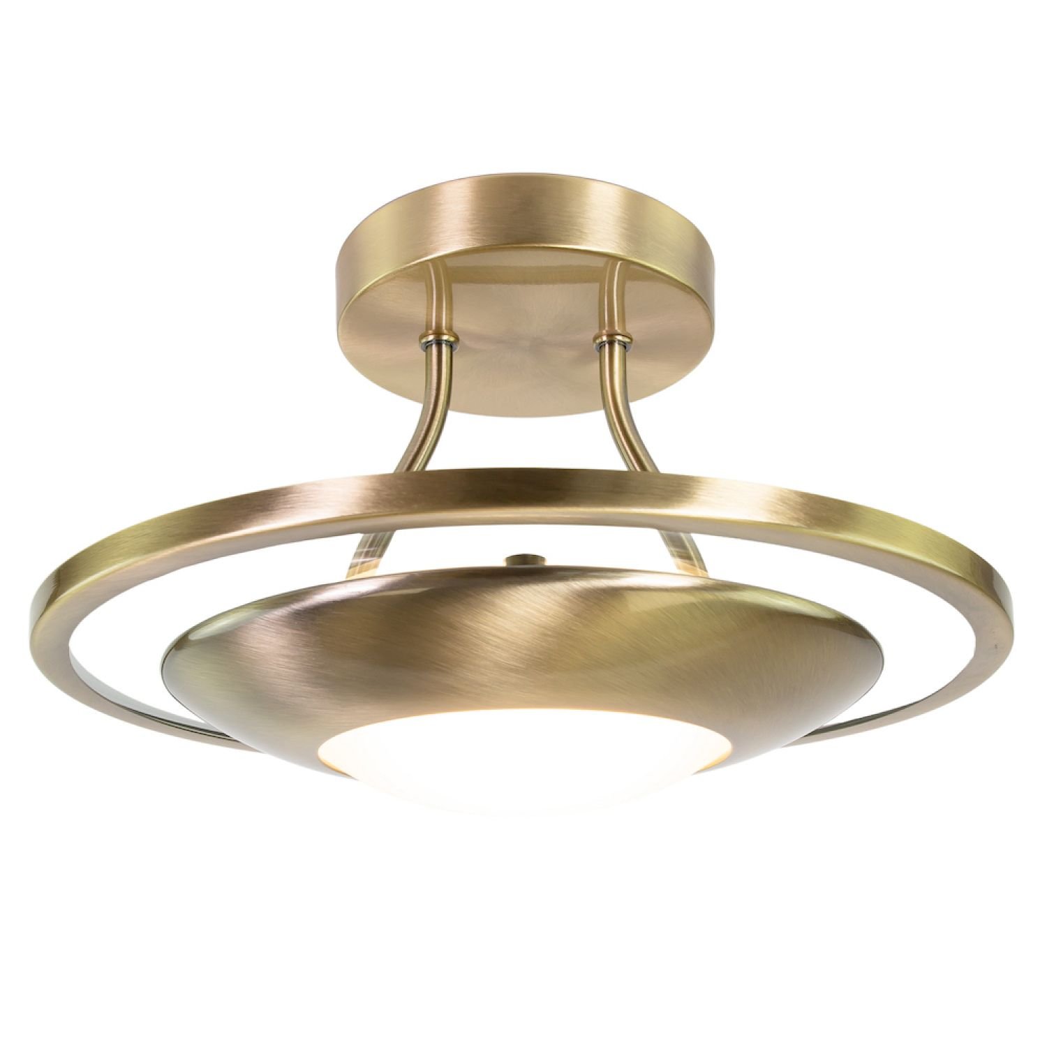 Happy Homewares Antique Brass Modernistic Semi Flush Eco Ceiling Light - 30cm