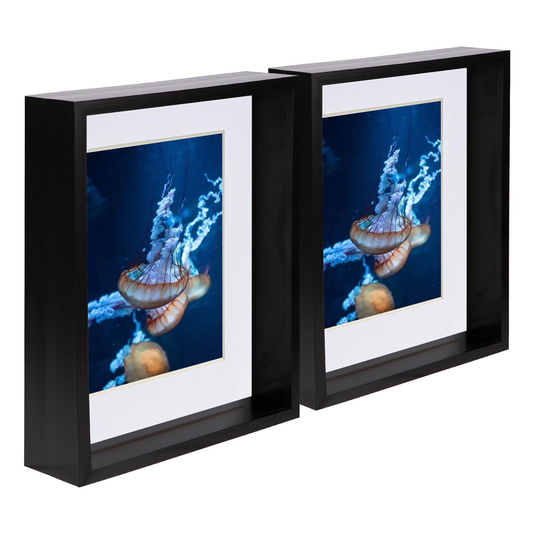 Nicola Spring 8 x 10" Deep Box Photo Frames with 5 x 7" White Mount (5x) - Black