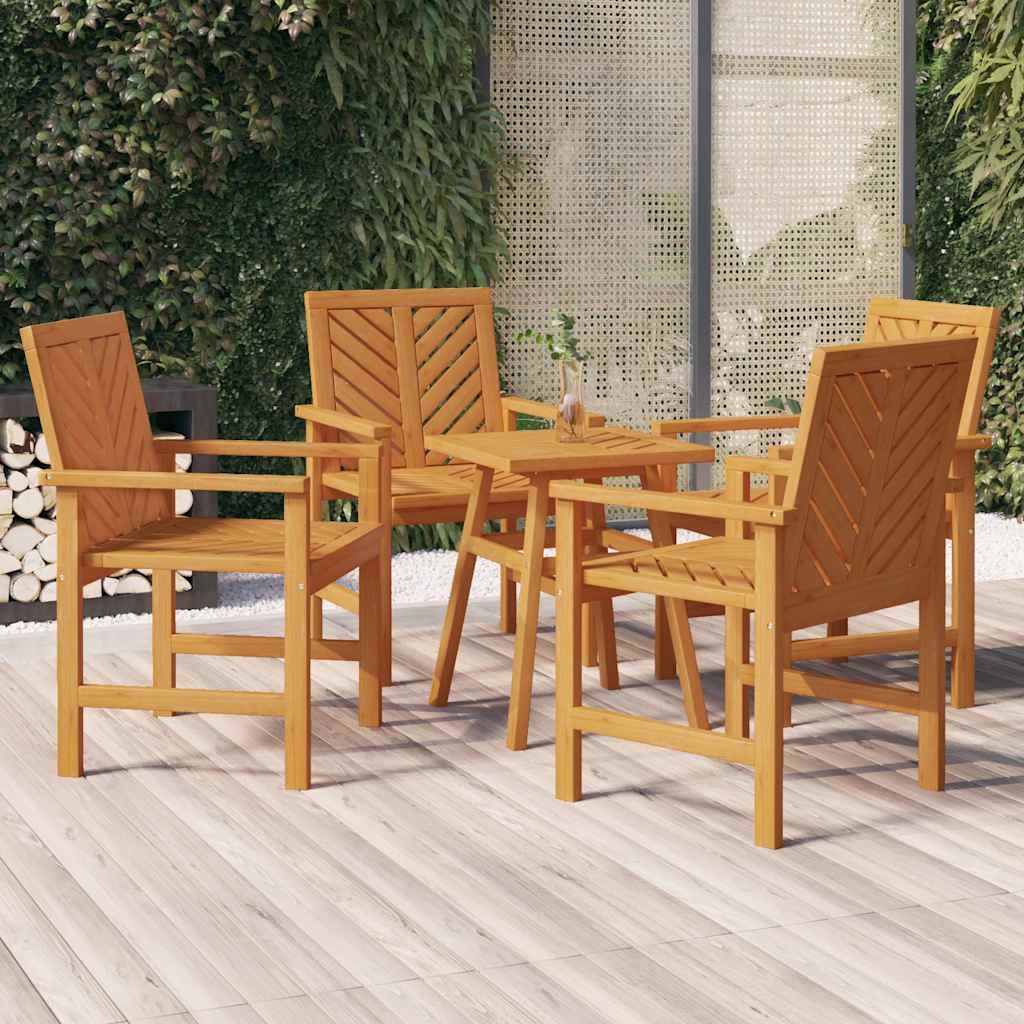 Walplus 4 Piece Wood Garden Dining Chairs - Brown - 62 x 59 x 88 cm