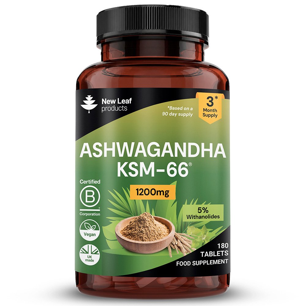 New Leaf Ashwagandha KSM-66 Root Extract 1200mg Per Serving - 180 Tablets