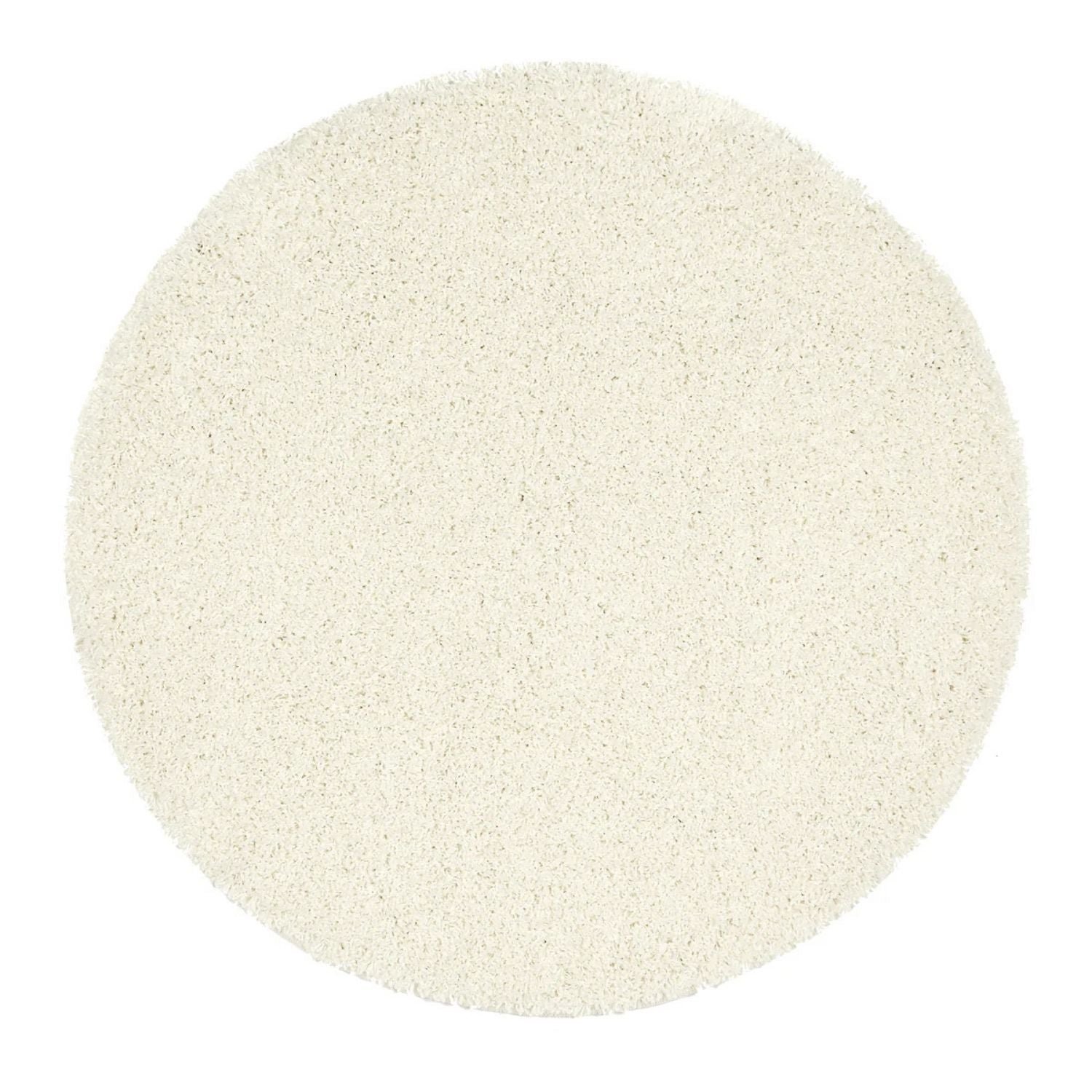 The Rugs Ivory Washable Plain Nonslip Round Shaggy Rug - 100cm