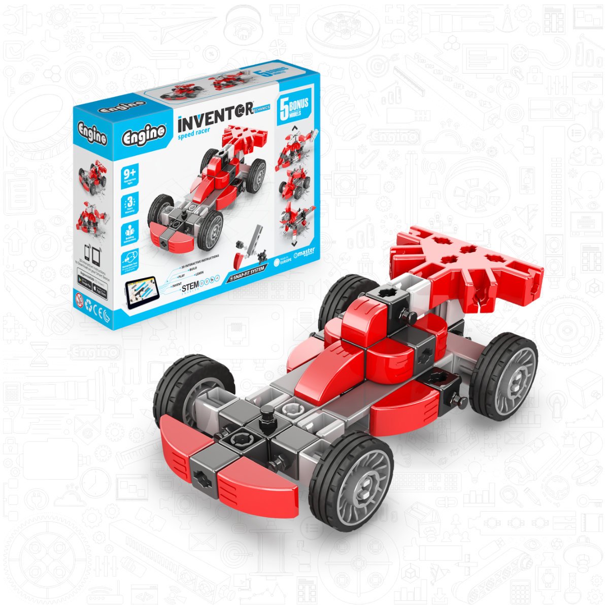 Engino Inventor Mechanics Speed Racer 5 Model STEM Set