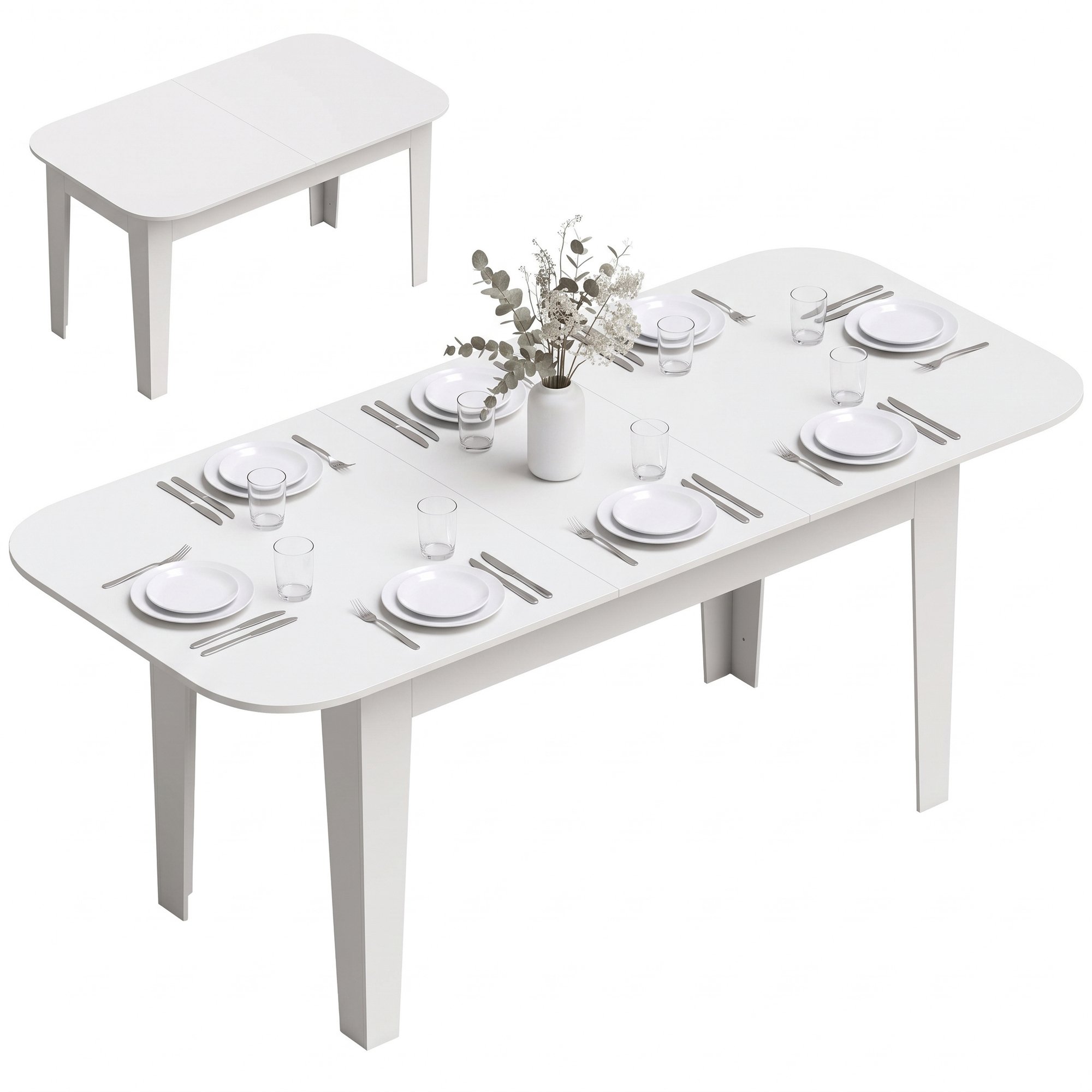 HOMCOM 4 to 6 Seater 140-180cm Extendable Oval Dining Table – White