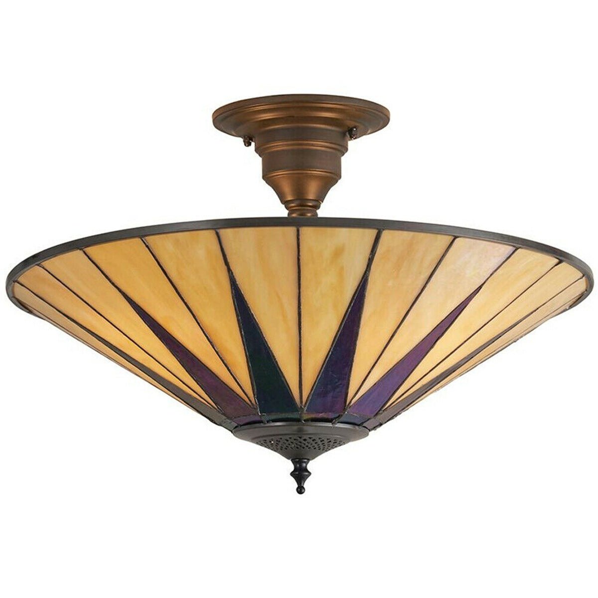 Loops Direct Glass and Steel Ceiling Pendant Light - Dark Bronze