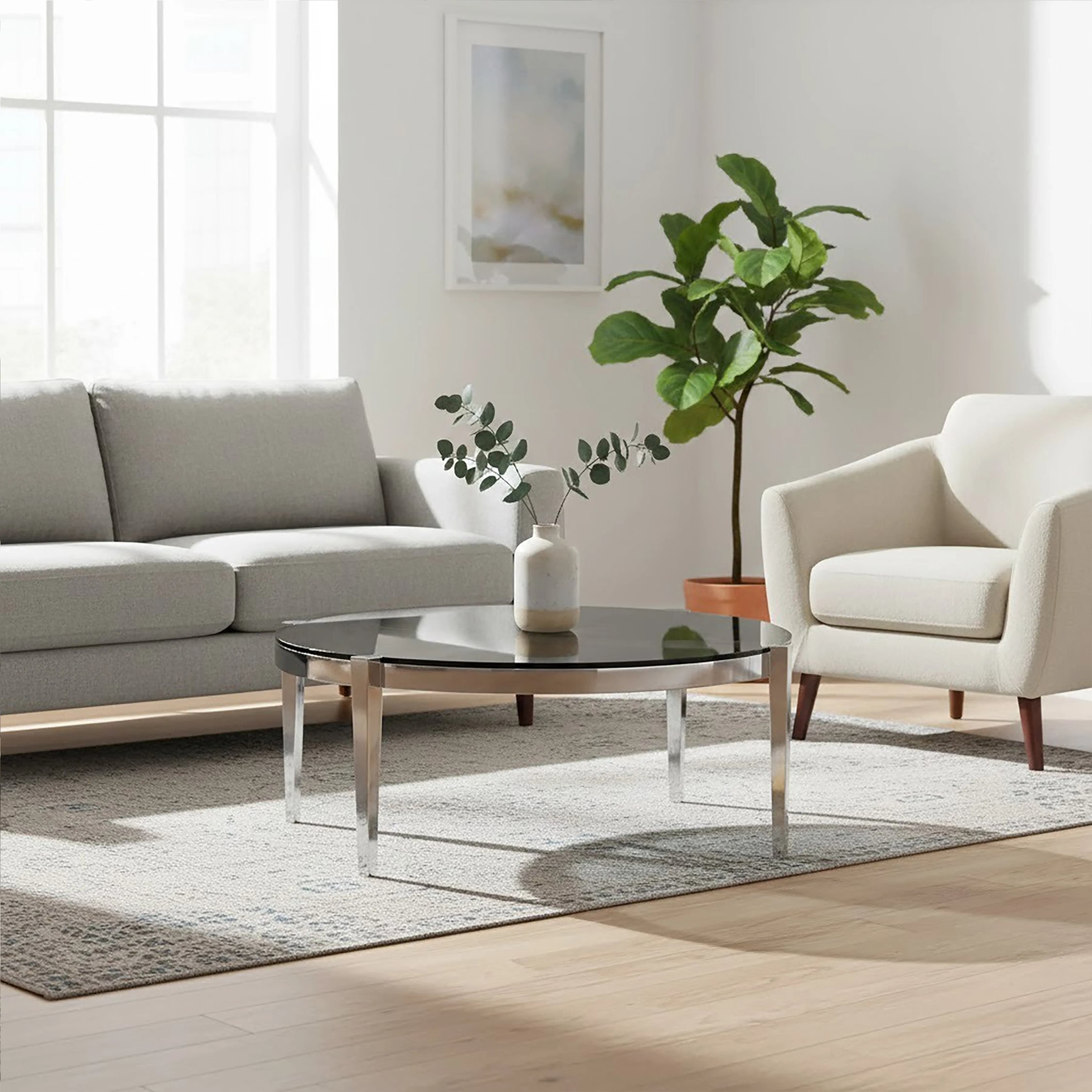 Orsina Piermount Glass Coffee Table - Silver Grey
