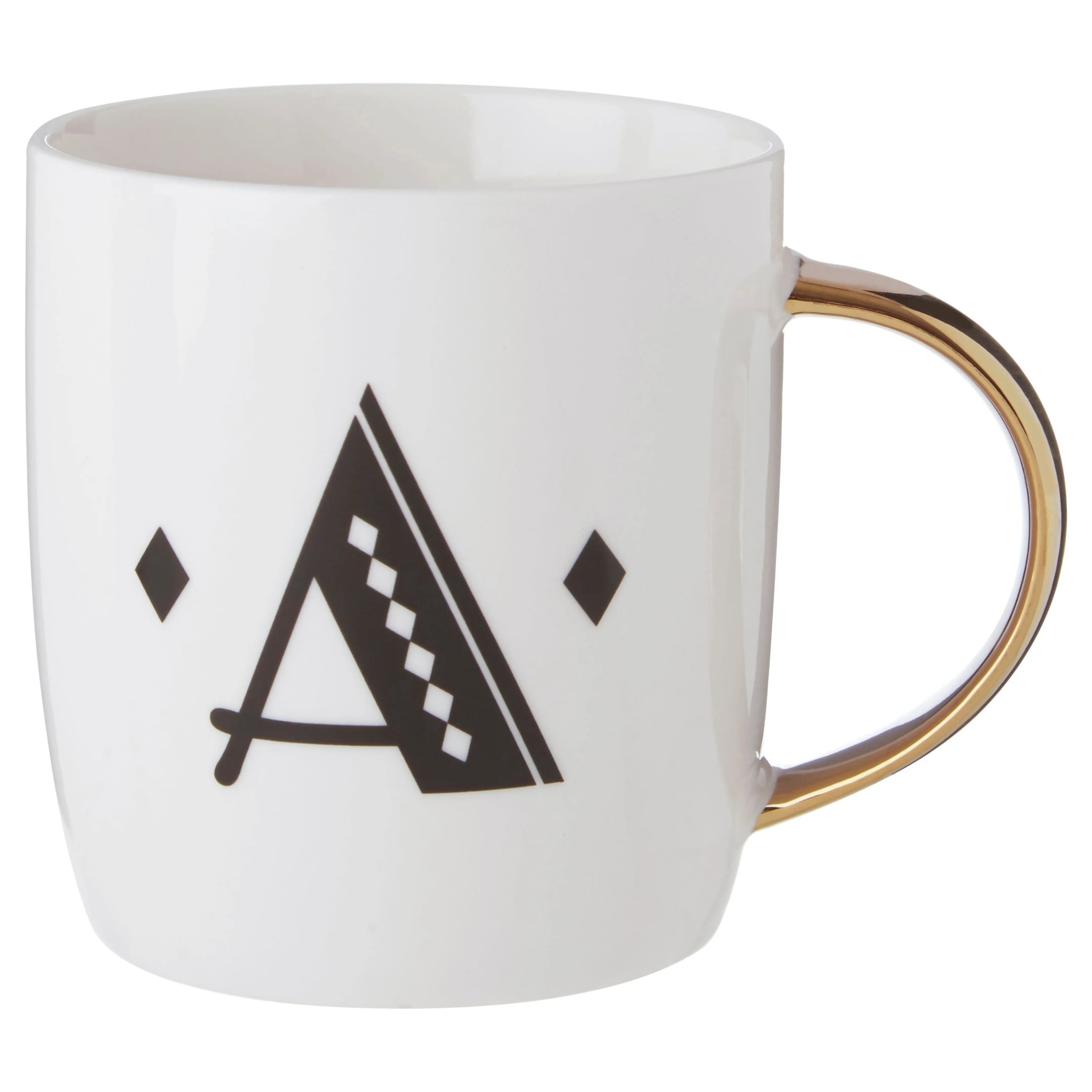 Orsina Diamond Deco A Monogram Mug – White