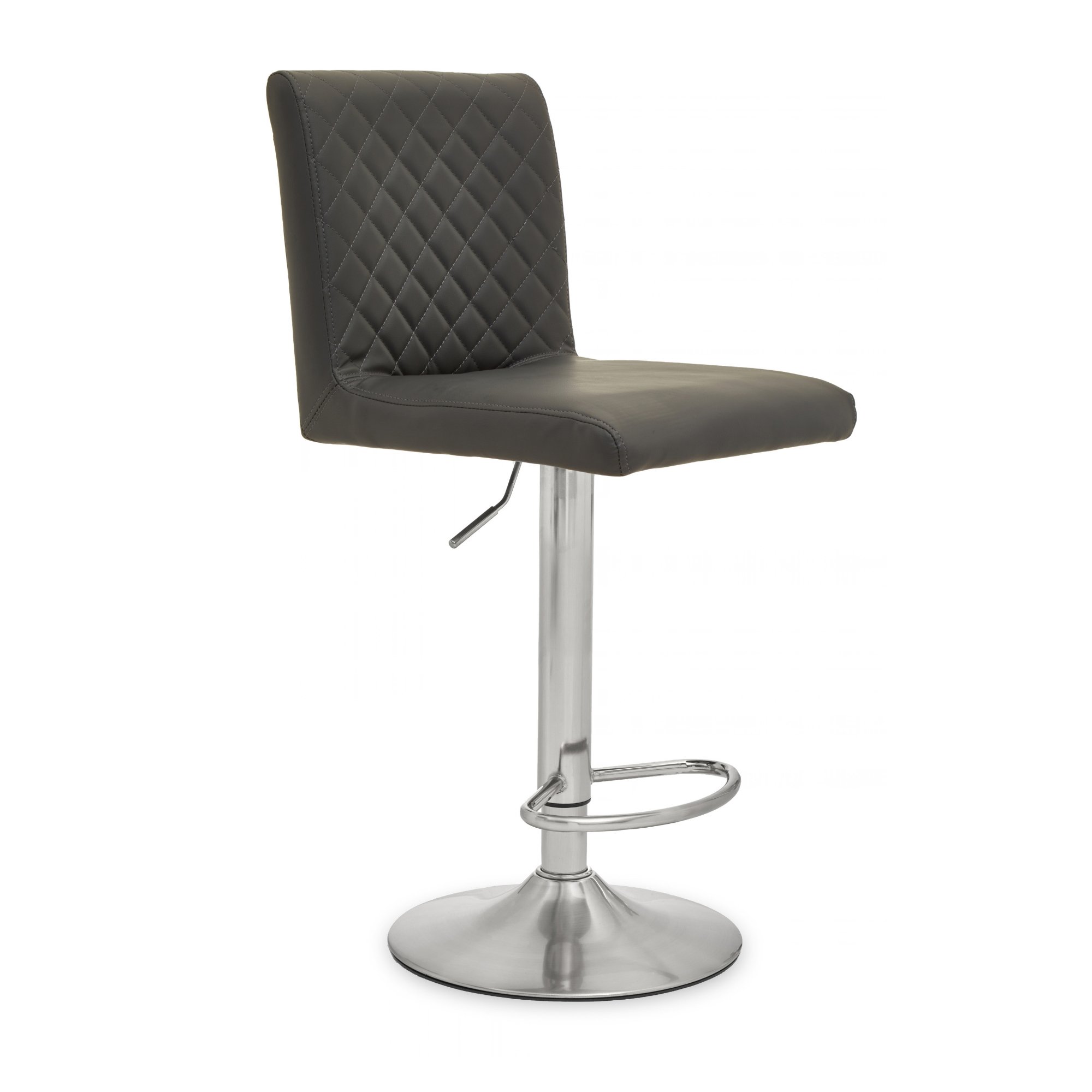 Orsina Baina Faux Leather Adjustable Swivel Bar Stool – Dark Grey & Chrome