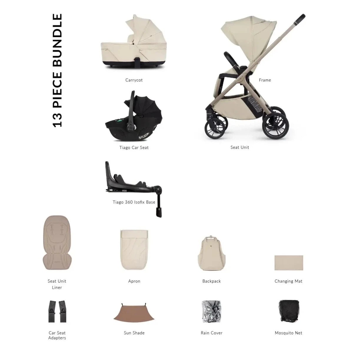 Venicci Tila 4-in-1 Travel System - Black/Sabbia