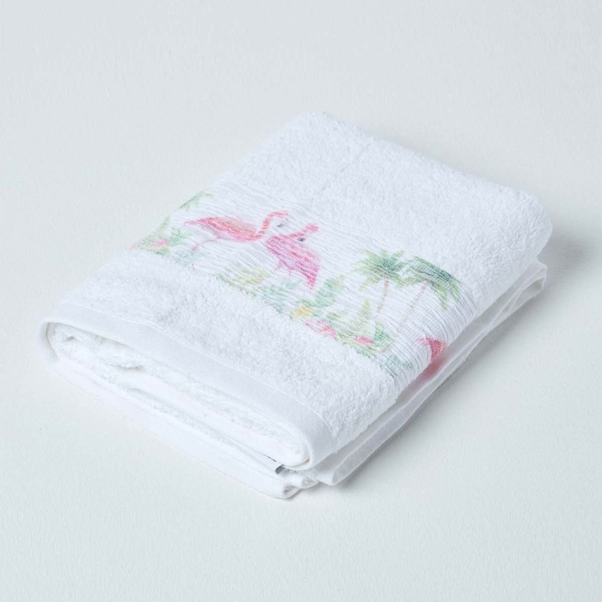 Homescapes Turkish Cotton Famingo Hand Towel