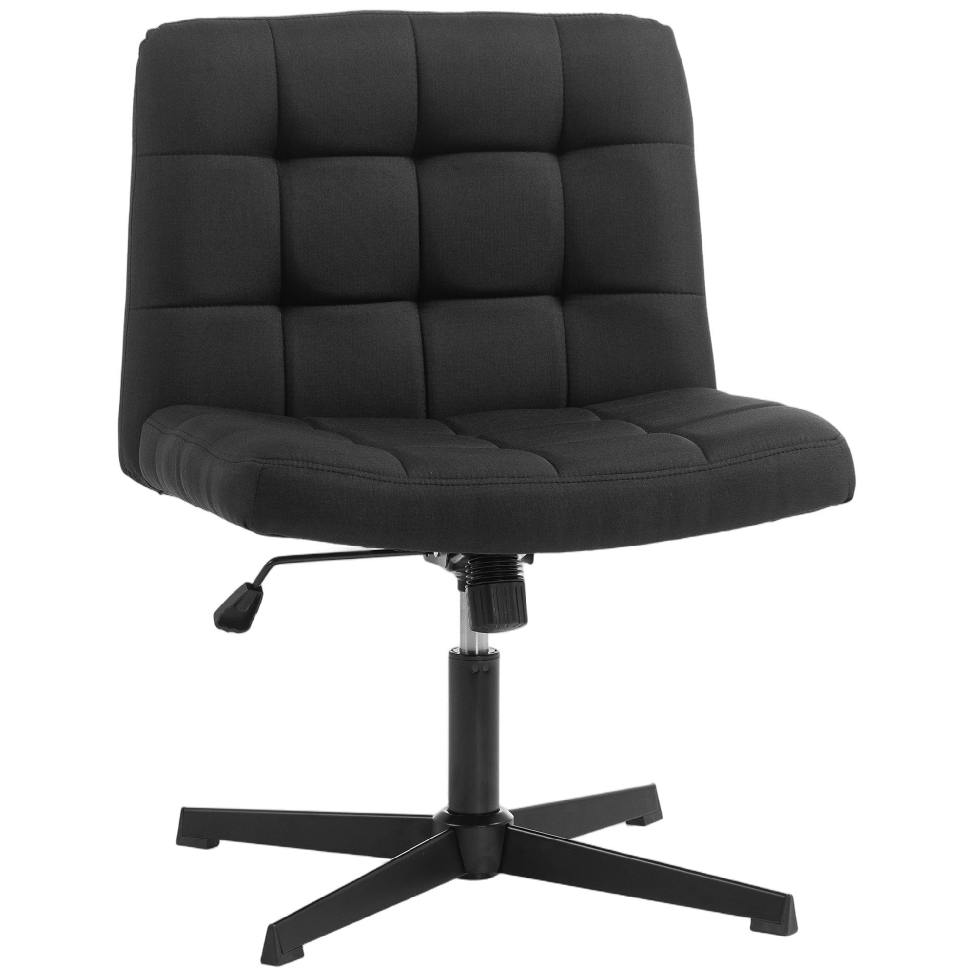 HOMCOM Armless Cross Legged Linen Computer Desk Vanity Chair - Black