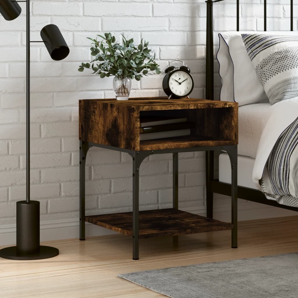 Walplus Engineered Wood Bedside Table - Dark Oak - 40 x 41 x 50 cm