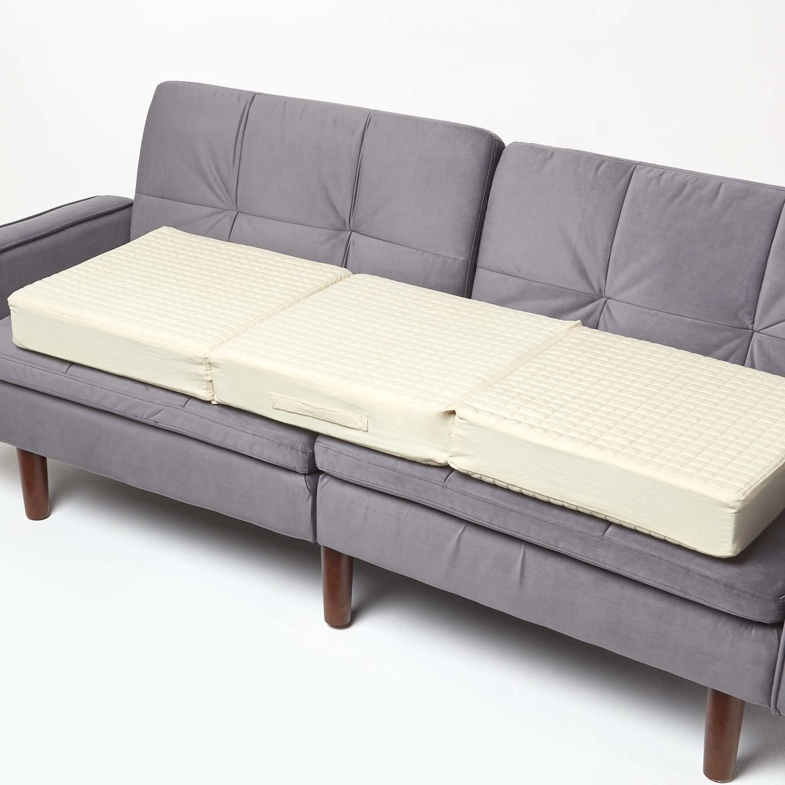 Homescapes Cotton Orthopaedic Foam 3 Seater Sofa Booster Cushion - Cream