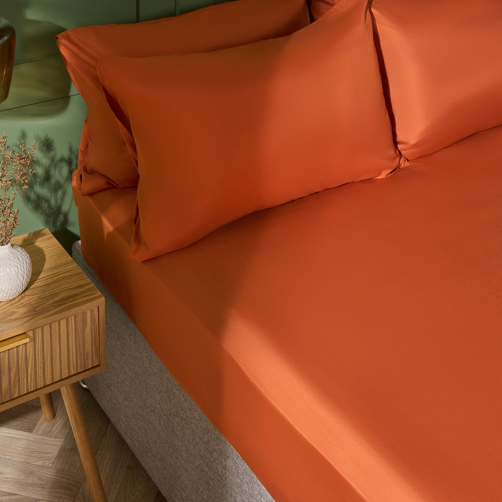 OHS Plain Dyed Microfibre Fitted Bed Sheet Rust - Double