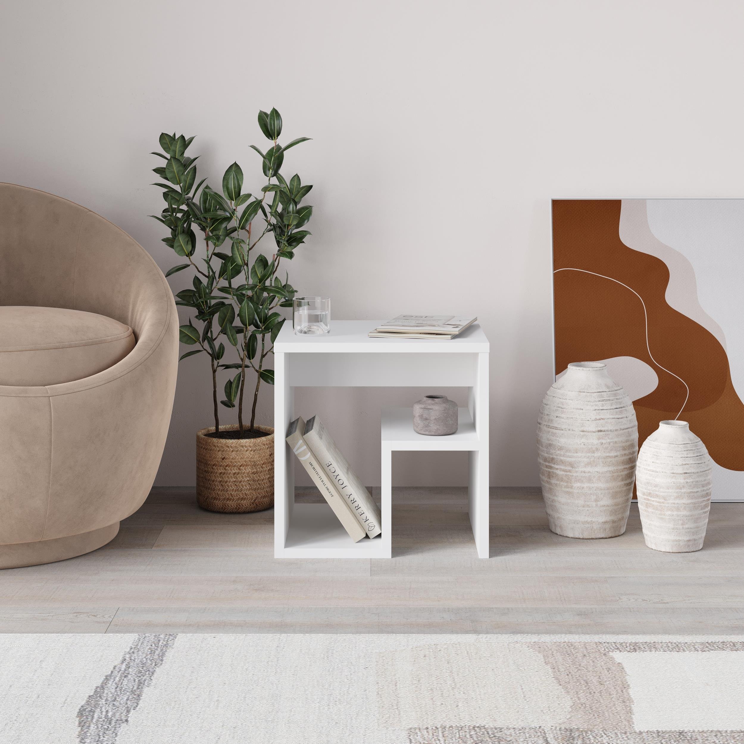 Decortie Bon Particleboard Melamine Side Table - White