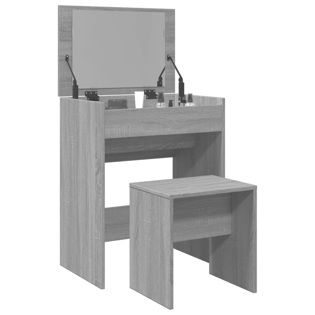 Walplus Dressing Table and Stool - Grey Sonoma - 60 x 40 x 113.5 cm