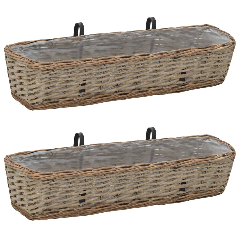 Walplus Pack of 2 Wicker Garden Planter - Brown - 80 x 20 x 15 cm
