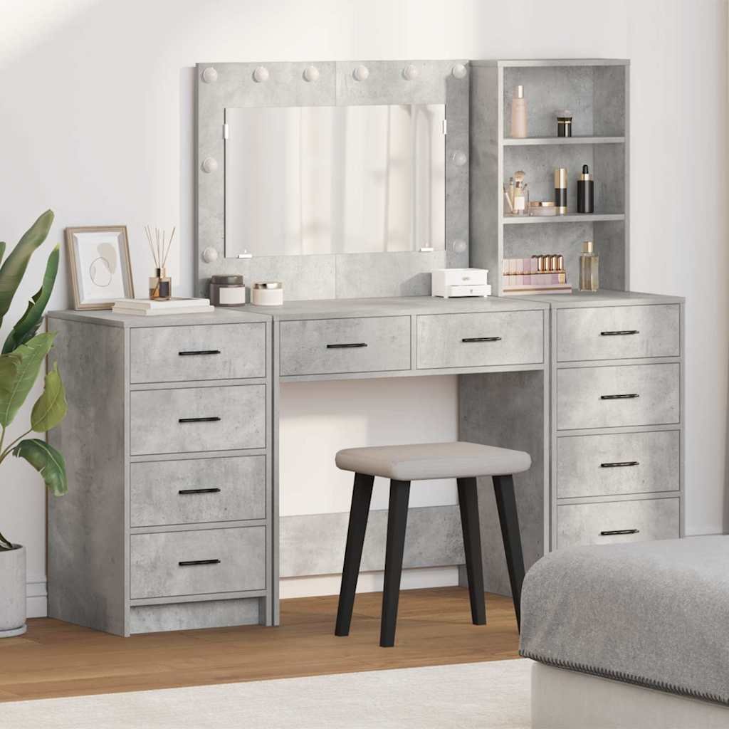 Walplus 3 Piece Dressing Table - Concrete Grey - 78.5 x 41 x 135 cm