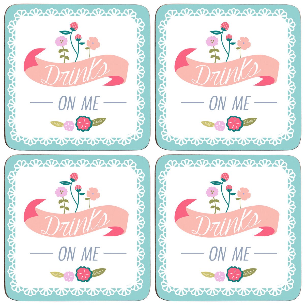 Orsina Amelie Set Of 4 Cork Coasters - Assorted