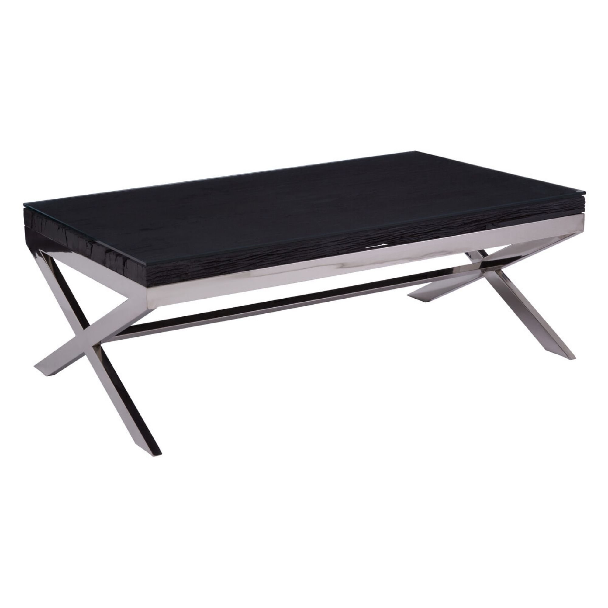 Orsina Kerala Recycled Wood Coffee Table, X-Design Base - Black