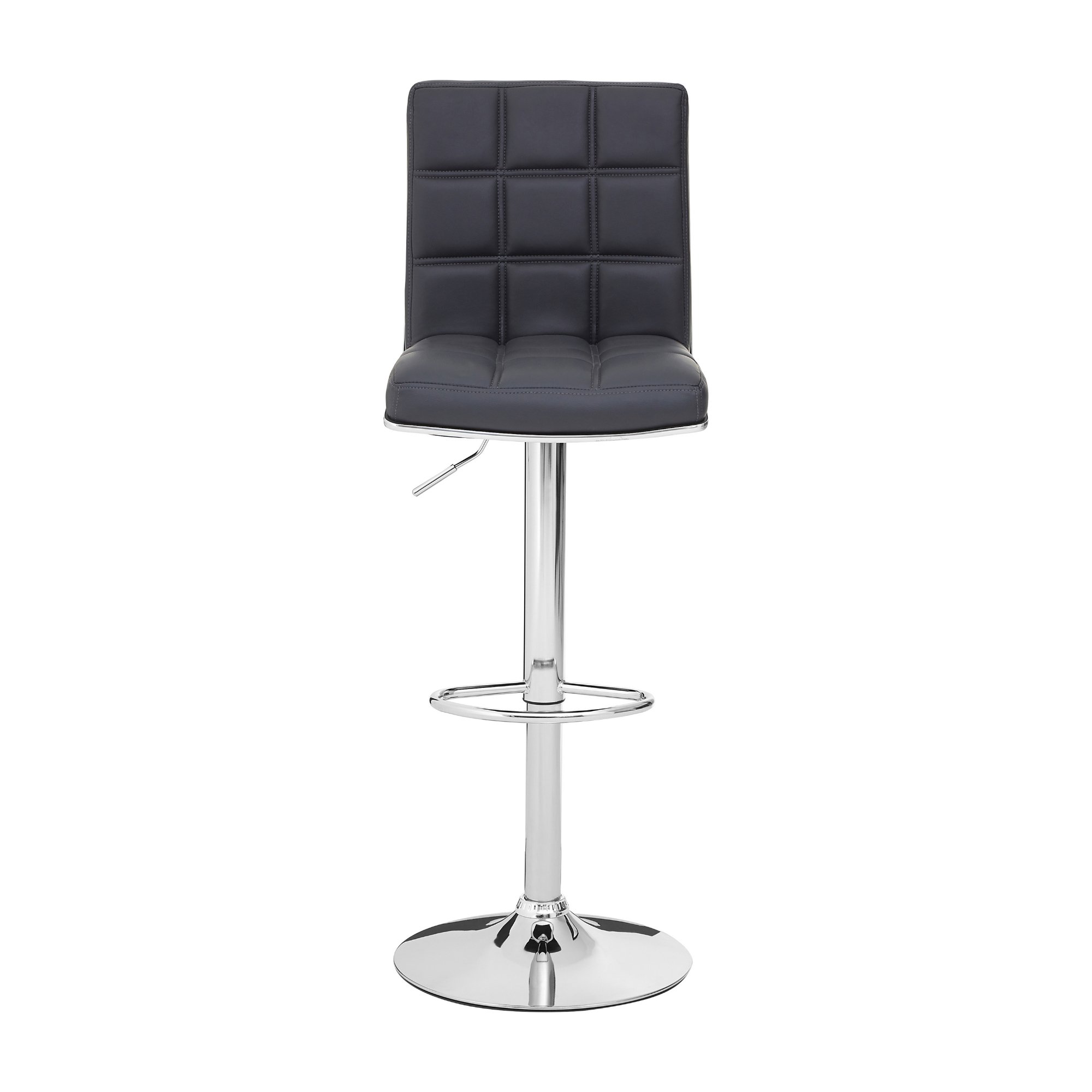 Orsina Tavor Faux Leather Adjustable Bar Chair – Grey & Chrome