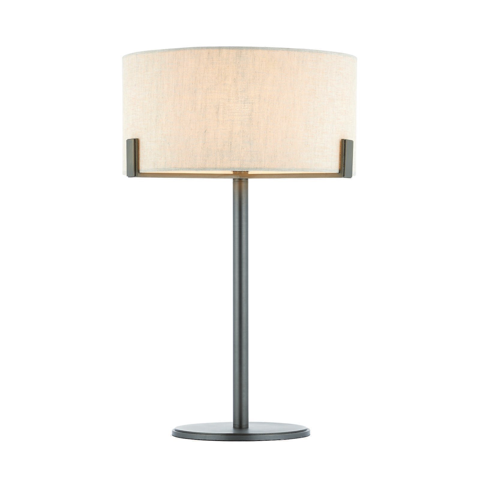 Loops Direct Steel and Fabric Table Lamp - Brushed Bronze and Natural Linen