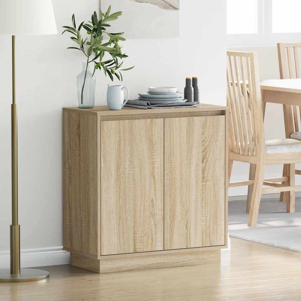 Walplus LED Engineered Wood Sideboard - Sonoma Oak - 71 x 34.5 x 75 cm