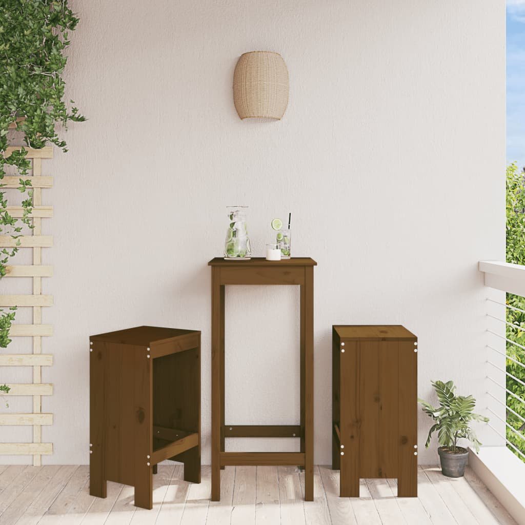 Walplus 2 Piece Wood Bar Stools - Honey Brown - 40 x 36 x 75 cm