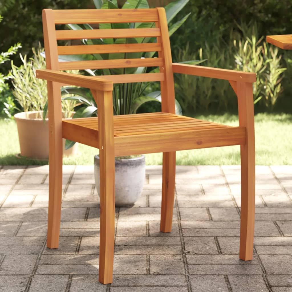 Walplus 8 Piece Wood Garden Chairs - Brown - 59 x 55 x 85 cm