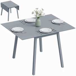 HOMCOM Solid Wood Folding Dining Table - Grey