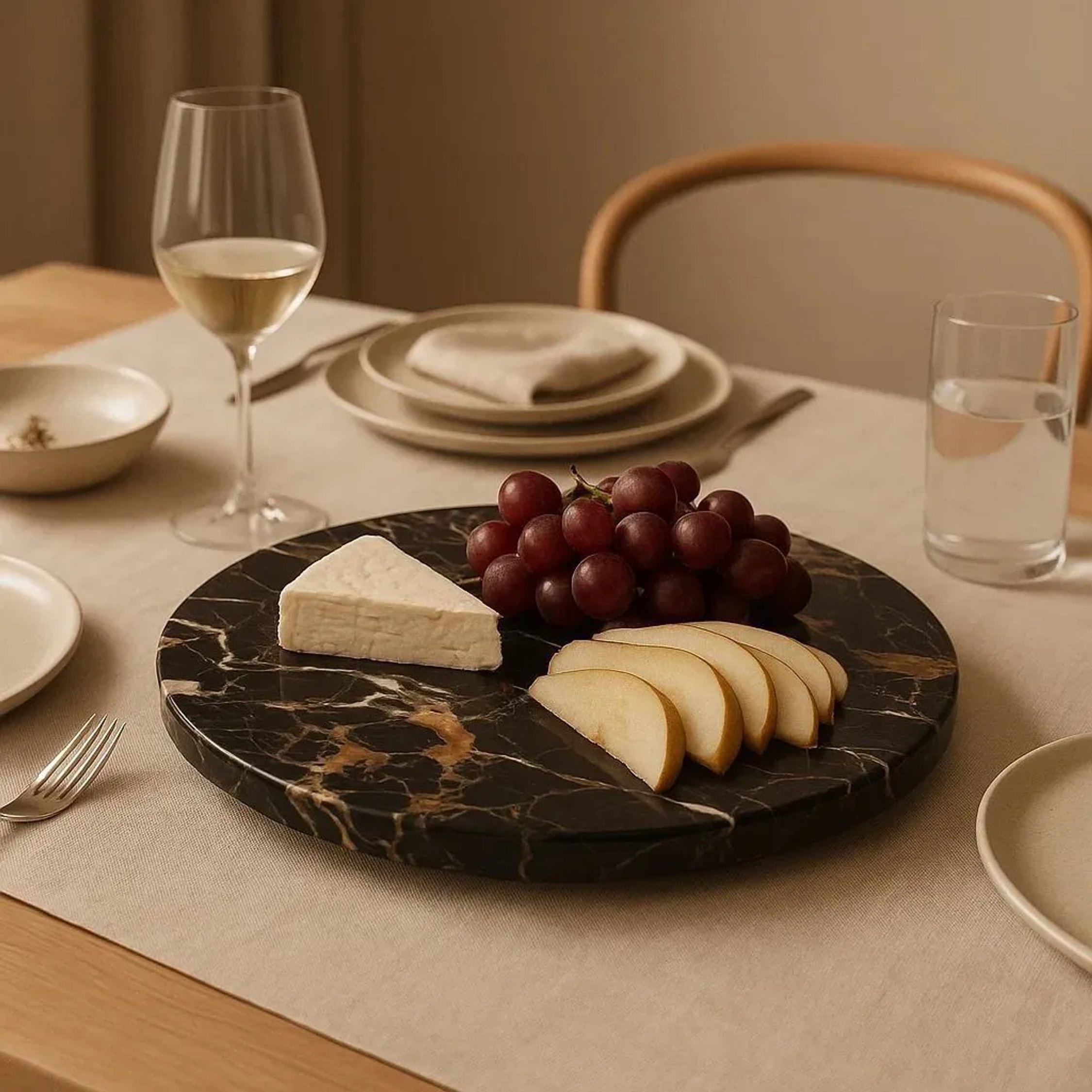 Orsina Marmore Marble Lazy Susan - Black and Gold