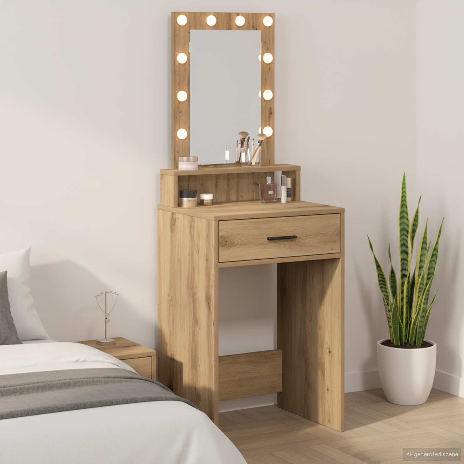 Walplus 1 Drawer Engineered Wood Dressing Table - Brown - 50 x 41 x 140 cm