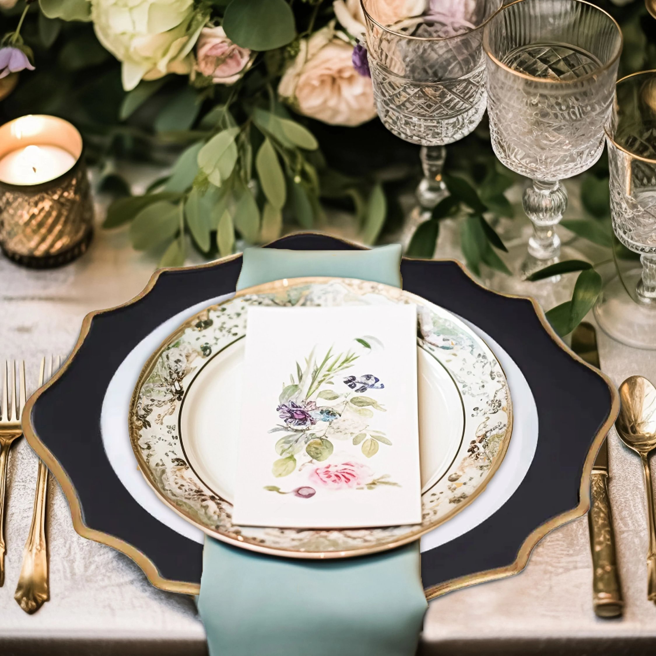 Orsina Dia Scalloped Charger Plate - White And Black