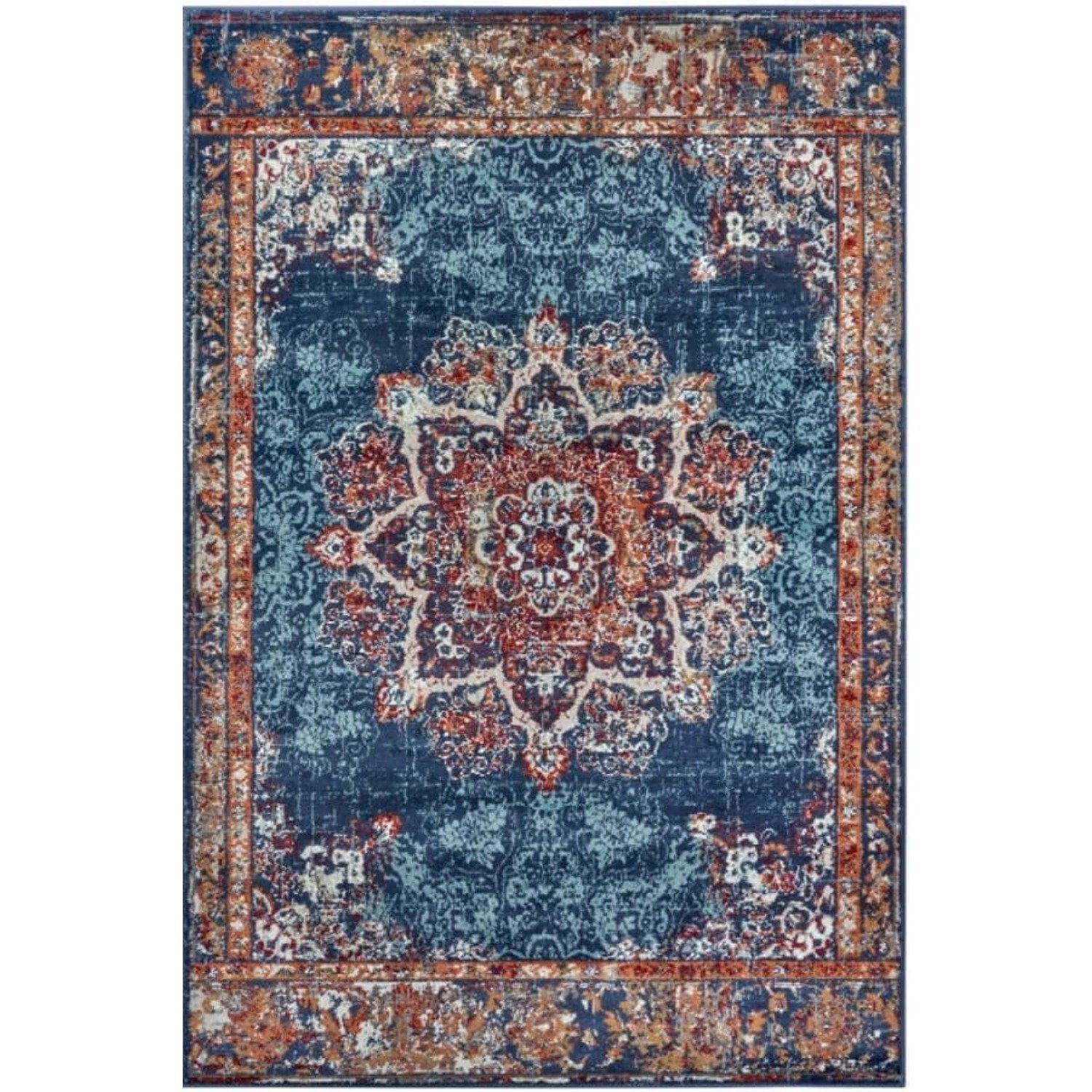 Hanse Home Blue Orient Maderno Medallion Vacuum Safe Rug - 57 x 90cm