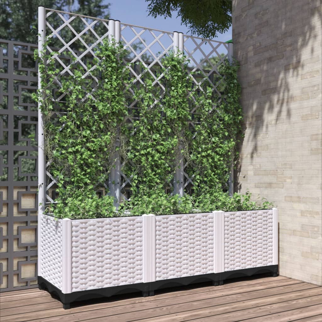 Walplus Polypropylene Garden Planter - White - 120 x 40 x 136 cm
