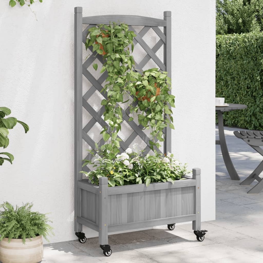 Walplus Firwood Garden Planter - Grey - 55 x 29.5 x 117.5 cm